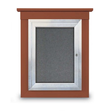 United Visual Products 72"x48" 3-Door Enclosed Letterboard, Blue Felt/Walnut UV2628O-WALNUT-BLUE